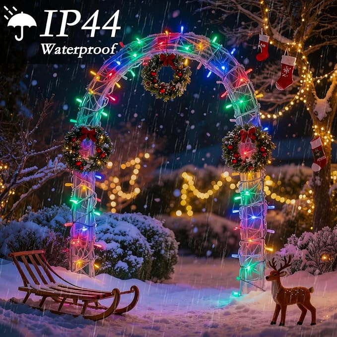 66FT 200 LED Christmas Tree Lights, Bright Warm White to Multicolor Outdoor Christmas String Lights for House, Fairy Lights with 11 Modes, Waterproof & Durable Indoor Outdoor Decor