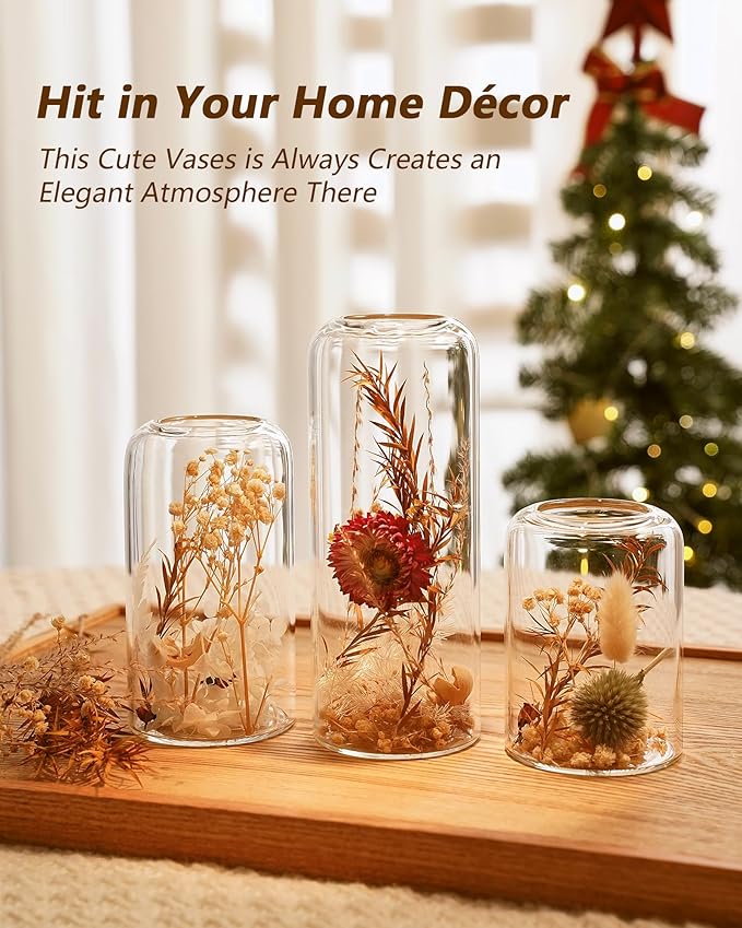 ZENS Bud Vases in Bulk Set of 12, Modern Small Glass Vases for Flower Clear Bud Vases for Wedding Centerpiece, Blown Thicker Small Vase for Flowers, Wedding Party Decorative, Home Bathroom Decor