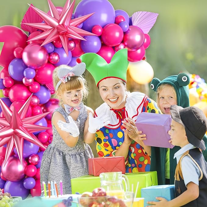 Paready Hot Pink Purple Balloons Garland Arch Kit, 100Pcs Pink Purple Metallic Balloons Arch for Girls Birthday Baby Shower Engagement Wedding Bridal Shower Party Decorations