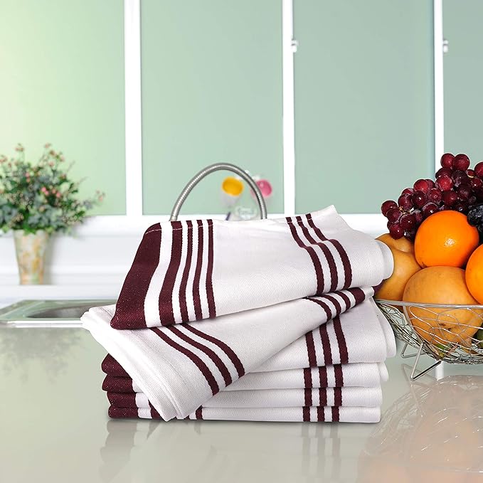 Urban Villa Cloth Napkins Trendy Stripes 100% Cotton Aborbent Dinner Napkins (Set of 12) 20x20 Inches Grey White Soft Durable Washable Ideal for Everyday Use Wedding Parties Napkins