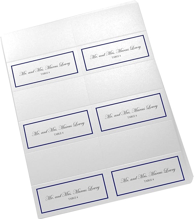 Single Line Border Printable Place Cards, Navy (Choose Color), Set of 150 (25 Sheets), Laser & Inkjet Printers - Wedding, Party, Dinner, and Special Events - Made in the USA