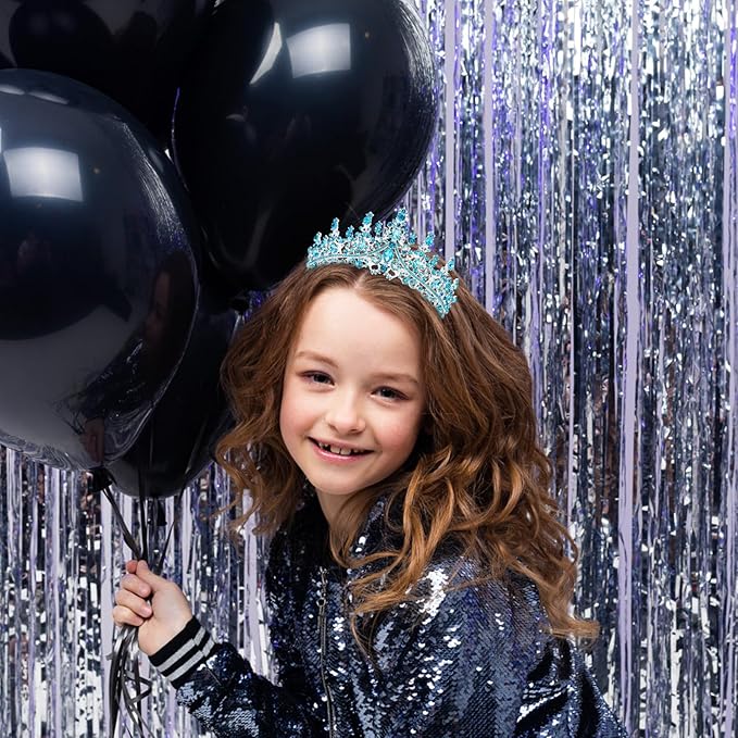 Velscrun Blue Crystal Birthday Tiara Crowns for Women Girls Elegant Princess Crown with Combs Birthday Girl Headband Sash Happy Birth Party Decorations Birth Gift Cake Topper Hair Accessories