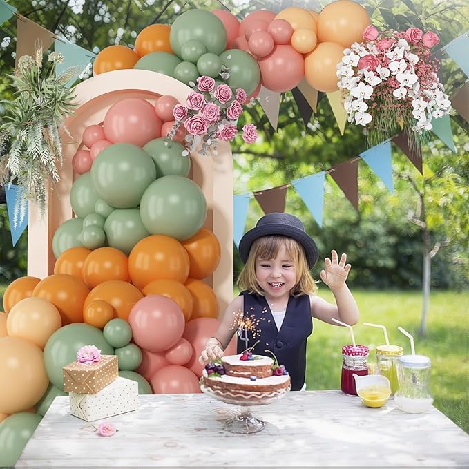 Sage Green and Pink Balloons Arch Retro Dusty Pink Olive Green Burnt Orange Beige Balloons Garland for Boho Thanksgiving Fall Autumn Baby Shower Fairy Floral Jungle Safari Birthday Party Decor