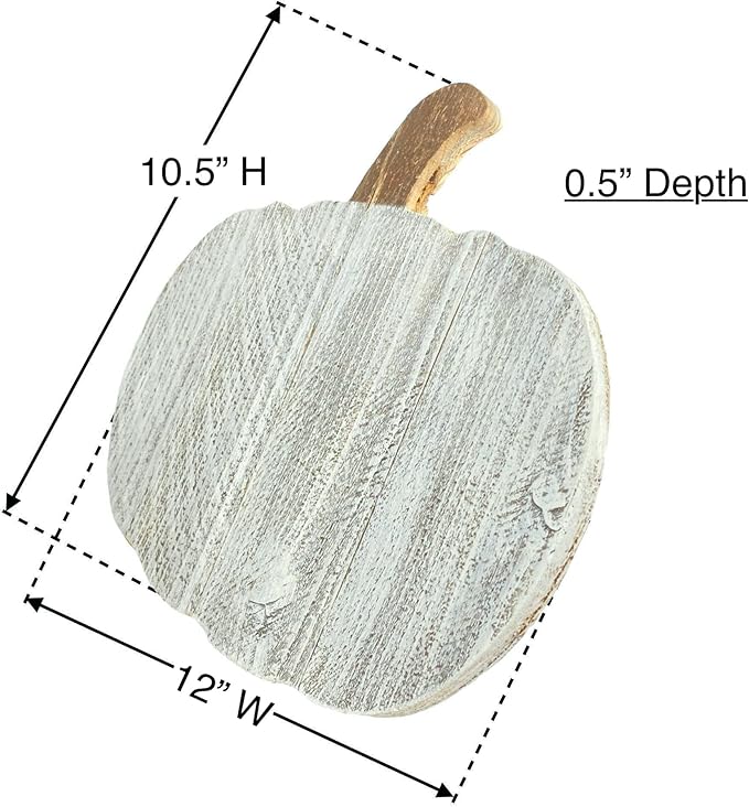 BARNWOODUSA Rustic Farmhouse Wood Pumpkin Fall Harvest Wall Décor for Autumn, Thanksgiving, Halloween, DIY Décor White Wash 12 inch Pumpkin Reclaimed and Recycled Wood