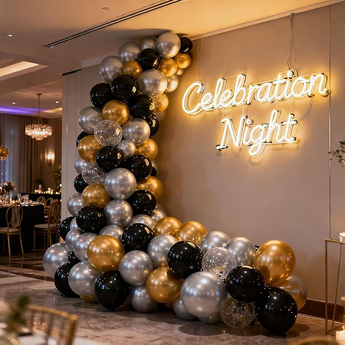 Metallic Silver Balloons 100 Pack, 12 Inch Chrome Latex Helium Garland for Elegant Birthday Wedding Baby Shower Arch Party Decorations