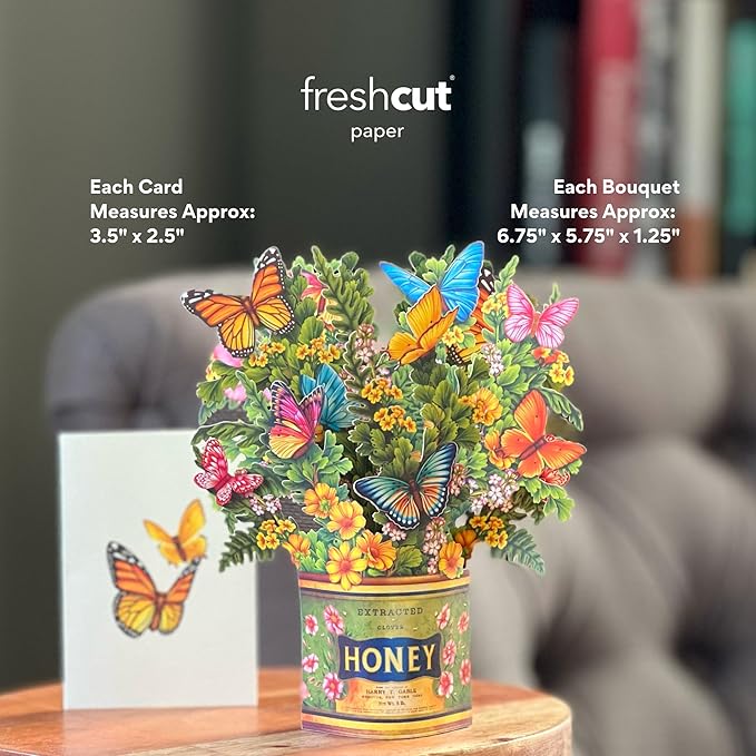 Freshcut Paper Pop-Up Greeting Cards, 6x6 Inch Mini Paper Flower Bouquets, 12 Count Assortment, Multicolor Floral Occasion Cards, Blank Inside, Pop-Up Feature