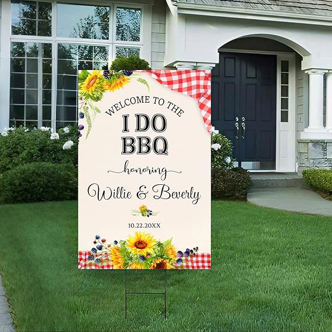 Personalized I Do BBQ Welcome Sign, Welcome Sign For BBQ Rehearsal Dinner, BBQ Engagement Party Sign, Couples Shower BBQ Sign, BBQ Yard Sign, BBQ Signs For Outside, I Do BBQ Decorations