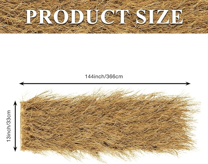 XLX TURF Fake Hay Straw Table Runner for Halloween Nativity Theme Party - Artificial Thatch Table Centerpiece for Jungle Barn Mexican Western Birthday Tabletop Decor, Home DIY Crafts,13x144 Inch
