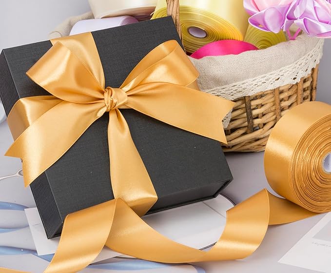 1 1/2 Copper Solid Satin Ribbon, 50 Yards Craft Fabric Ribbon for Gift Wrapping Floral Bouquets Wedding Party Decoration