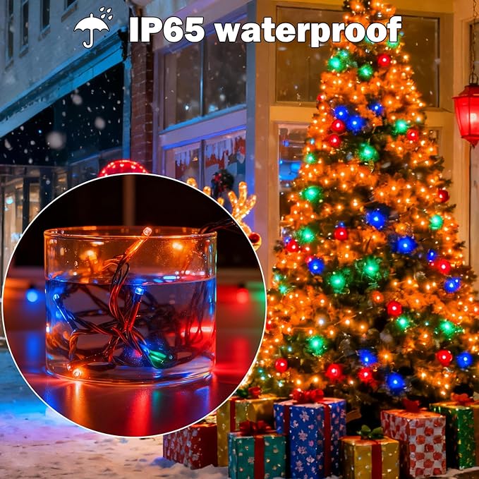 Solar Christmas Lights Outdoor, 4 Pack Solar String Lights Outdoor Waterproof, 100 LED, 8 Modes Christmas String Lights for Outside Christmas Decorations Patio Yard Tree Garden(Warm White)