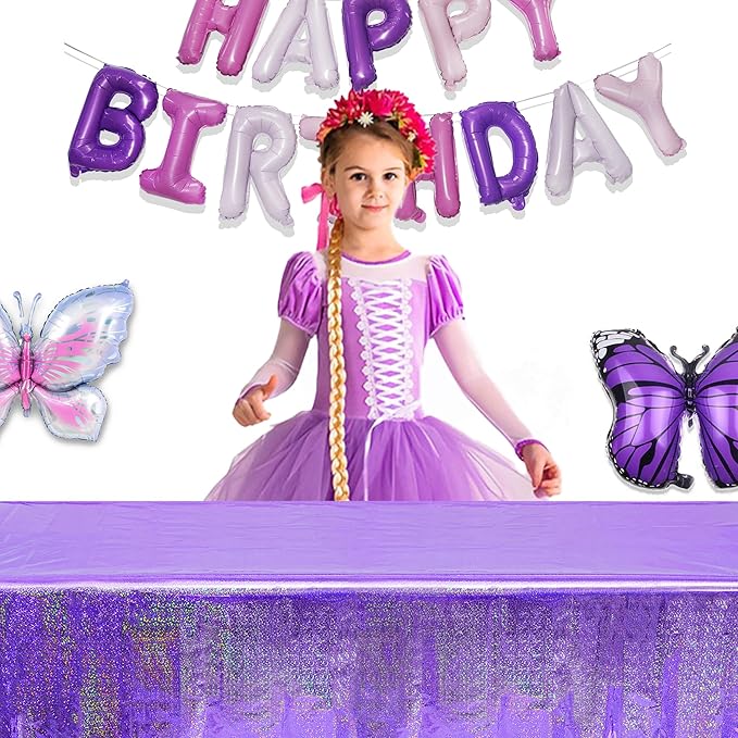 GREATRIL Purple Party Tablecloth Covers Disposable Table Cloth for Mermaid Themed Birthdays/Baby Showers/Graduations/Demon Decorations Rectangle Tablecover 54'' x 108'' - 2 Packs