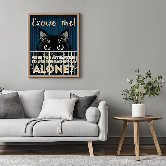 Posterizer 1 pcs - Funny Cat Restroom Print - Art for Animal Lovers - Comedy Art - Gift for Girls, Boys, Teens - Bathroom, restroom Decor - 11x14 unframed wall art