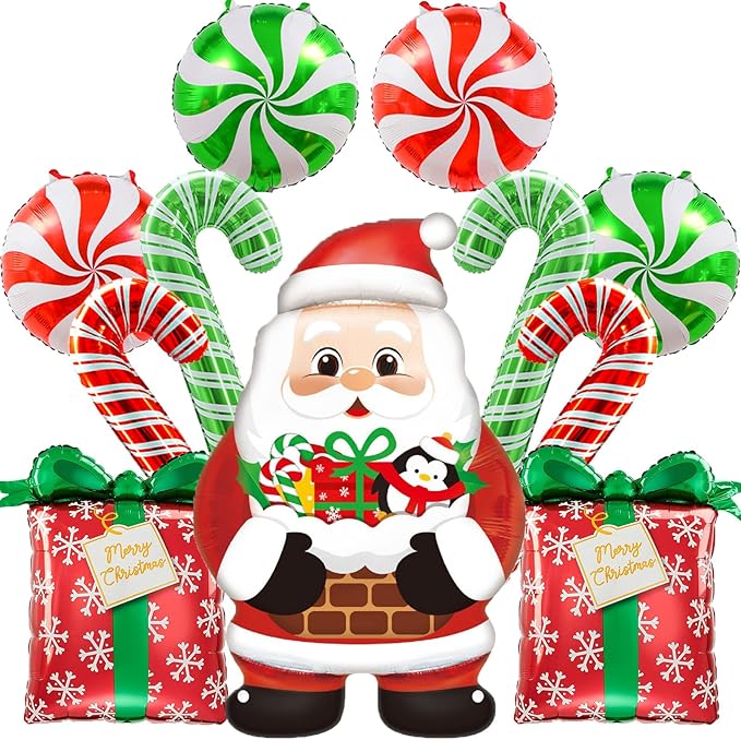 Christmas Balloons Decorations, Santa Balloon, Candy Cane Balloons For Candy Cane Christmas Decorations
