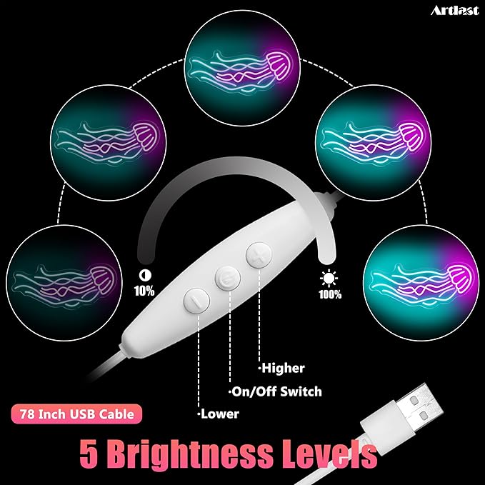 Jellyfish Neon Sign LED Ocean Neon Light for Bar Bedroom Party Dorm Wall Decor USB Pink Jelly Fish Night Light Kids Gifts