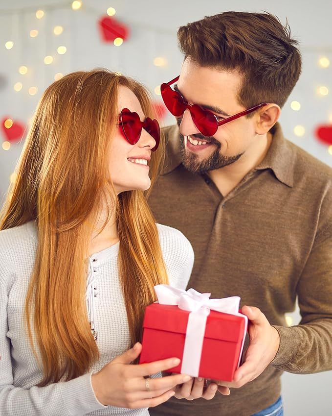 40 Pairs Heart Shaped Sunglasses Bulk, Colorful Rimless Fun Heart Sunglasses for Women Party Favors