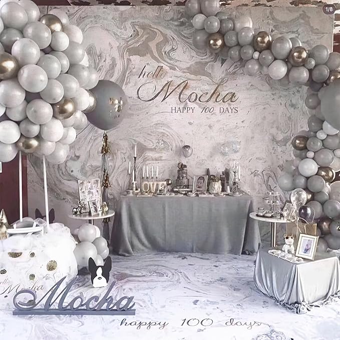 PartyWoo Gray Balloons 100 pcs Different Sizes of 18 12 10 5 Inch Matte Grey Latex Balloon Arch Kit Garland for Baby Shower Gender Reveal Graduation Elephant Birthday Party Decorations Gray-Y71