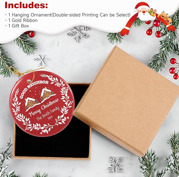 Custom Ceramic Christmas Ornaments with Photo Text - Personalized New Home Christmas Hanging Decorations Decorations