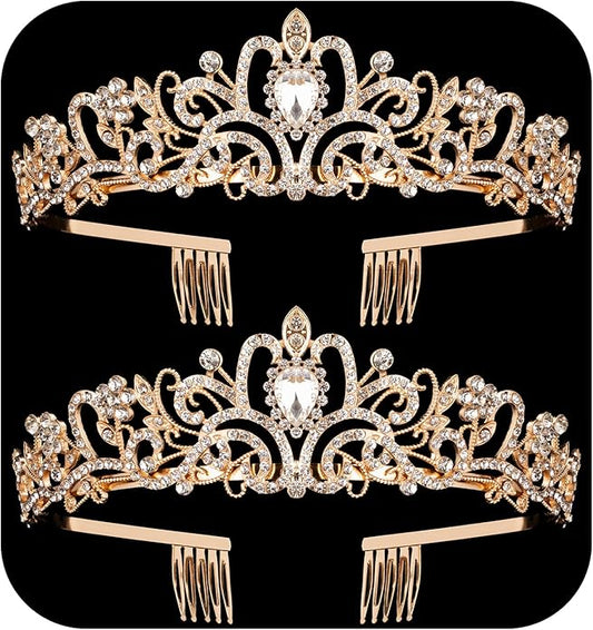 Crystal Tiara Crowns For Women Girls Princess Elegant Crown with Combs Women's Headbands Bridal Wedding Prom Birthday Party