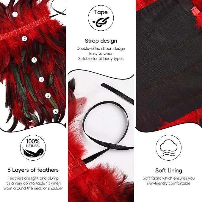 Gothic Natural Feather Shrug Feather Shawl Wrap Cape Victorian Collar for Halloween Cosplay Party Costume Accessories