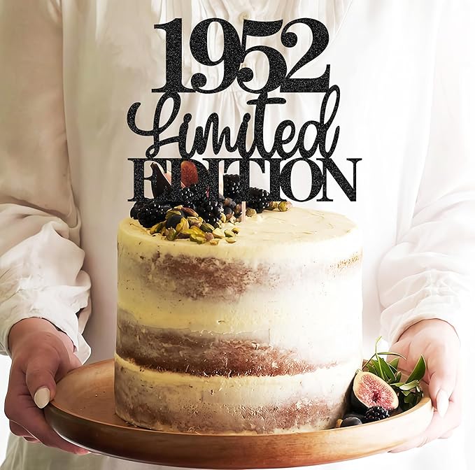 Limited EDITION 1952 Cake Topper - Black Glitter Happy 73rd Birthday Party Cake Decoration Supplies, Cheer to 73 Years Cake Bunting Decor for 73rd Birthday Party Photo Booth Props