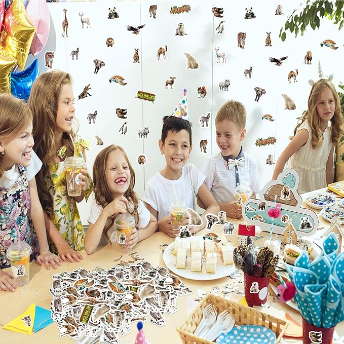 300Pcs Animals Foam Stickers, Self-Adhesive Cartoon Jungle Animals Foam Sticker Safari Animal Stickers for Home School Classroom DIY Art Craft Birthday Party Favor