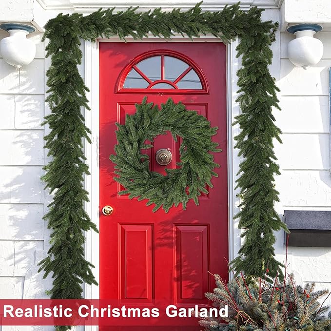 6 Ft Realistic Christmas Garland,Natural Droopy,Soft Bendable Cedar Garland, Lifelike Garland Christmas Decorations,Christmas Garland for Mantle Table Fireplace Stairs Christmas Decorations Outdoor