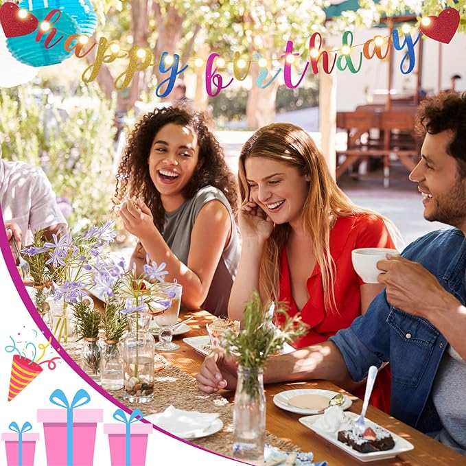 TaoBary 167 Pcs DIY Banner Kit Happy Birthday Glitter Banner Customizable Glitter Make Your Own Kit 162 Letters Symbols and Numbers 3 Rope for Birthday Halloween Wedding Christmas(Multi Color)