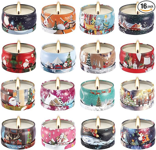 16Pack Christmas Scented Candles Gift- Aromatherapy Candle-Soy Wax-Long Lasting Burn time, Christmas Thanksgiving Gifts for Women，Advent &Home Decor.