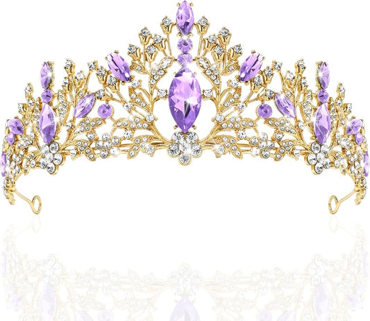 TAROSE Crowns for Women and Girls, Queen Crystal Gold Silver Tiaras with White Rhinestone and Combs, Goddess Crown for Wedding Bride Birthday Princess Bridal Shower Hair Accessories for Women