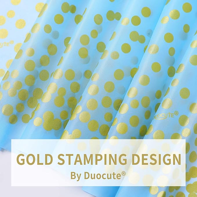 Blue and Gold Tablecloths for Party 4 Pack - 54 X 108 inch, Gold Dot Confetti Disposable Rectangular Plastic Table Cover for Baby Shower Boy Birthday Engagement Wedding Christmas BBQ Party