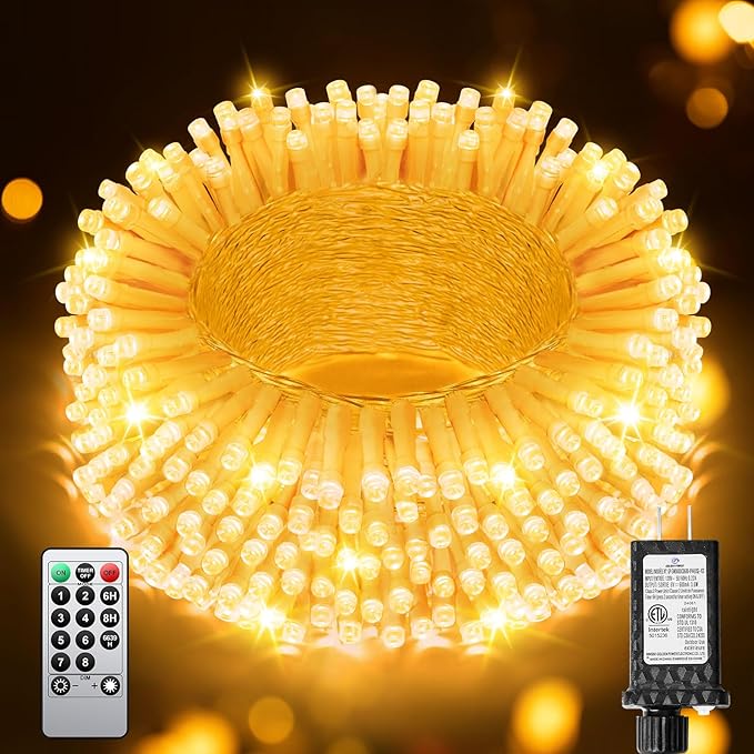 125FT 380 String Lights Indoor Outdoor Clear Wire, Plug in Christmas String Lights Connectable, Timer & Memory, Waterproof Twinkle Tree Light for Indoor Outdoor Classroom Patio Yard Holiday Decoration