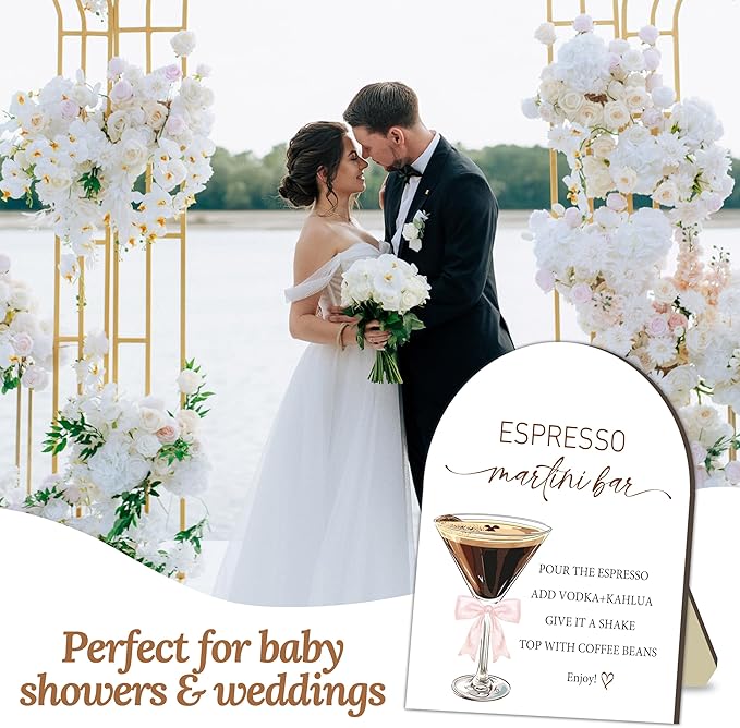 Espresso Bar Wooden Table Sign, Martini Bar Sign for Baby Shower, Bride Shower Table Signs, Coffee Station Welcome Board, Coffee Board for Gender Reveal Party, Bridal Party Drink Decoration 8x10 In
