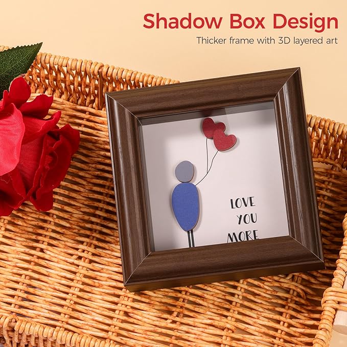 LukieJac Valentine's Day Gifts Shadow Box Frame - I Love You Gifts Decoration for Girlfriend, Her, Wife for Anniversary, Birthday, Christmas