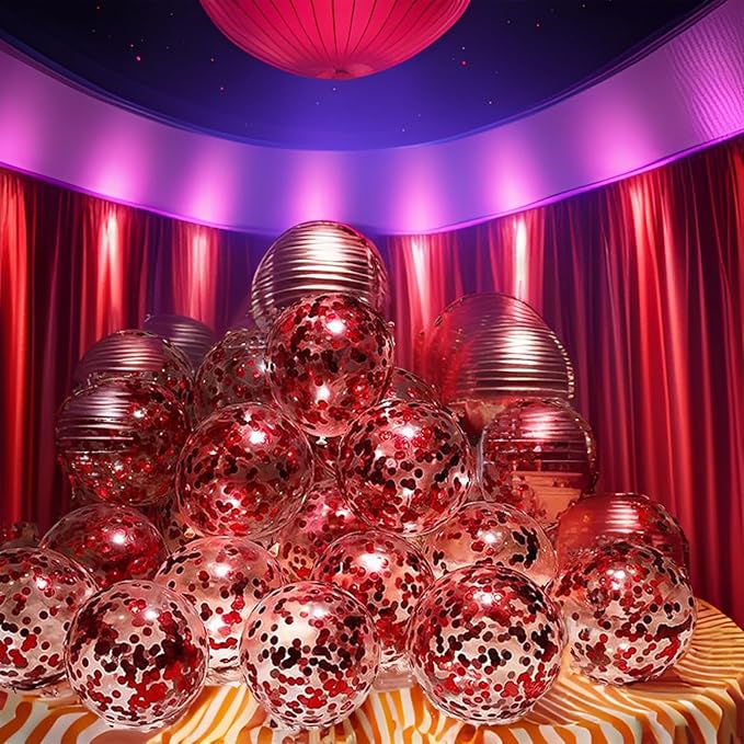 Red Table Confetti 0.59 inch Metallic Foil Confetti for Wedding Birthday Party Confetti Decoration (2.12 oz /1 pack)