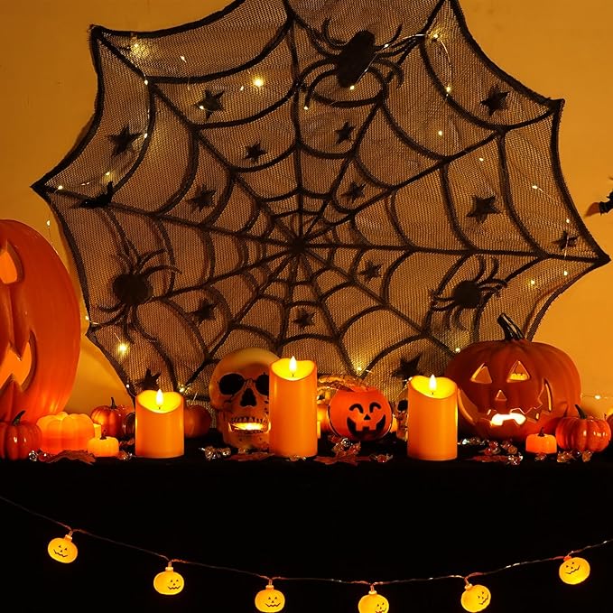 Homemory Halloween Orange Flameless Candles, Fall Candles, Outdoor Waterproof Flickering Battery Operated LED Pillar Candles with Remote and Timers, Won't Melt Plastic, Set of 3