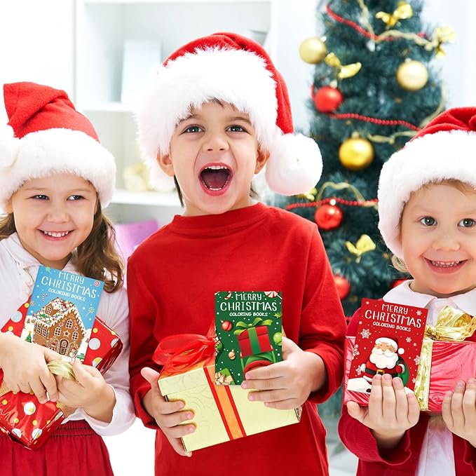 Faccito 48 Pcs Bulk Christmas Coloring Books for Kids Mini Coloring Books Party Favors Xmas DIY Art Drawing Kits for Stocking Stuffer Christmas Party Supplies Goodie Bags Gifts Activities Filler