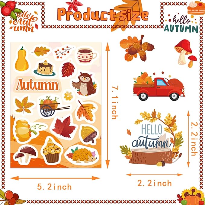 Autumn Sticker Set: 32 Sheets for School, Parties & Scrapbooking