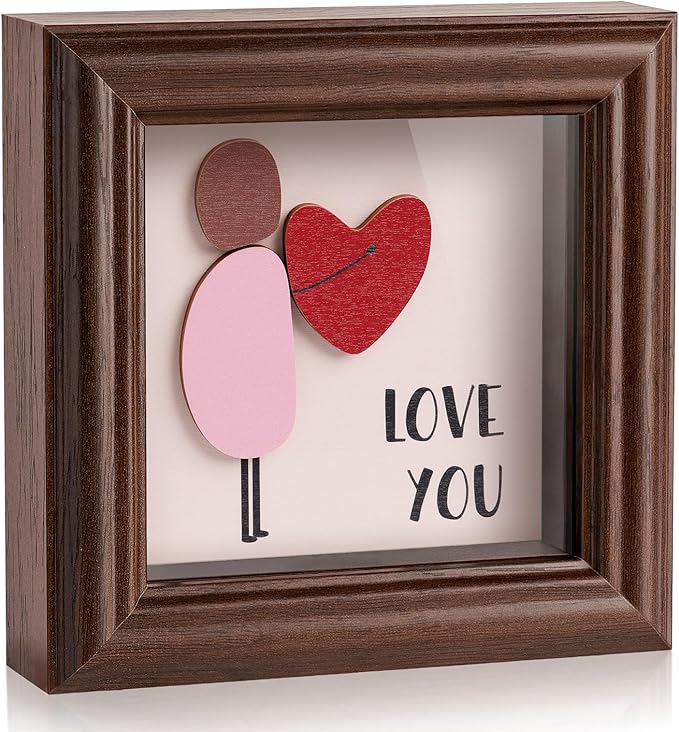 LukieJac Valentine's Day Gifts Shadow Box Frame - I Love You Decoration Gifts for Boyfriend, Him, Husband for Anniversary, Birthday, Christmas