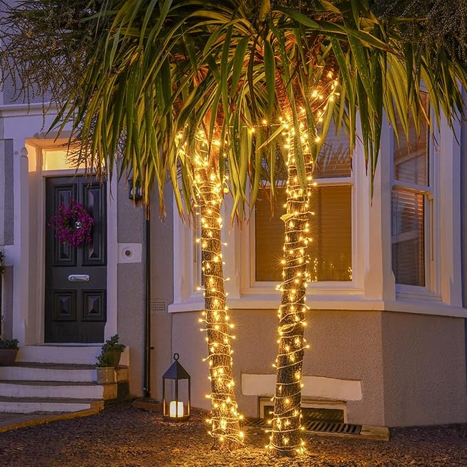 JMEXSUSS 100 LED Warm White Christmas Lights, Indoor String Light Bedroom 8 Modes Christmas Tree Lights Plug in, 33ft Connectable Fairy Twinkle Light Outdoor for Home Garden Xmas Tree Decor