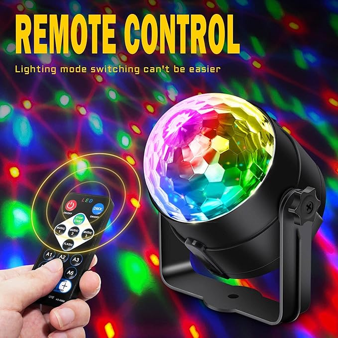 [2-Pack] Disco Ball Party Lights Sound Activated Remote Control, 12 Modes Stage Strobe DJ Lights for Christmas Party Decorations Stocking Stuffers White Elephant Gifts Birthday New Years Eve
