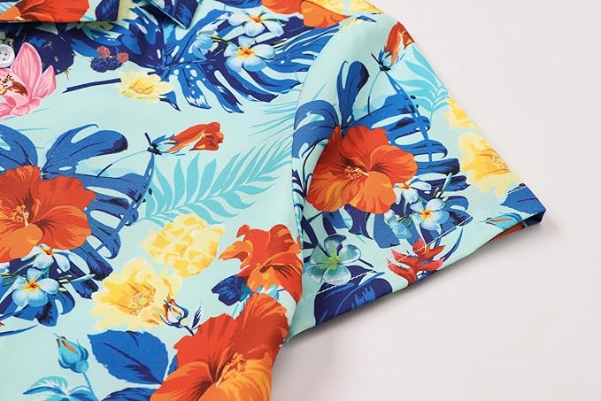 Cromoncent Matching Hawaiian Outfits for Family, Dad and Son Matching Luau Beach Tropical Shirts Mommy Daughter Tropical Sets