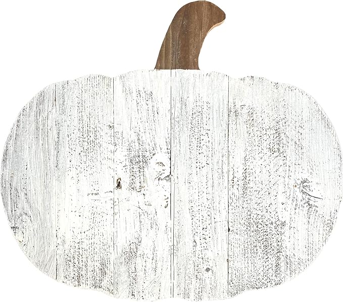 BARNWOODUSA Rustic Farmhouse Wood Pumpkin Fall Harvest Wall Décor for Autumn, Thanksgiving, Halloween, DIY Décor White Wash 18 inch Pumpkin Reclaimed and Recycled Wood