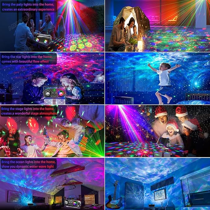Disco Lights Disco Ball, Sound Activated Party Light with Roating Disco Ball,Star Projector,Ocean Light and Laser Lights for Party DJ KTV Club Wedding Festivals Stage Dancing Christmas