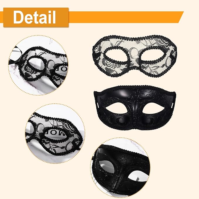 OIDEA Masquerade Mask for Couple - Roman Greek Venetian Mask Halloween Prom Party Costume Ball Mardi Gras Mask for Women Men