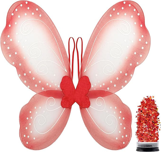 Funcredible Butterfly Wings with Chunky Glitter - Butterfly Costume - Fairy Wings Costume Set - Fairy Costume for Woman