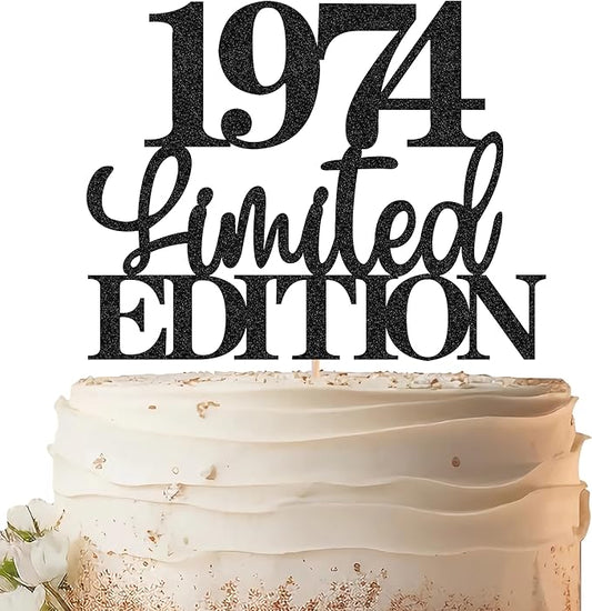 Limited EDITION 1974 Cake Topper - Black Glitter Happy 51st Birthday Party Cake Decoration Supplies, Cheer to 51 Years Cake Bunting Decor for 51st Birthday Party Photo Booth Props