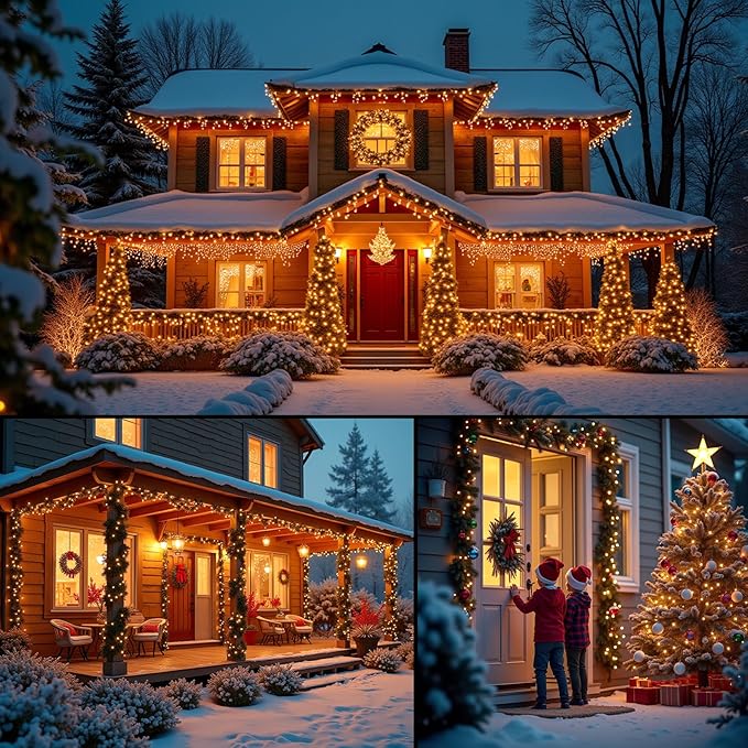 LED Christmas String Lights 20FT 100 Count, Mini Christmas String Lights Waterproof, Warm White Mini LED Lights Plug in, Outdoor Christmas Lights for House, Tree Lights for Patio Garden Porch