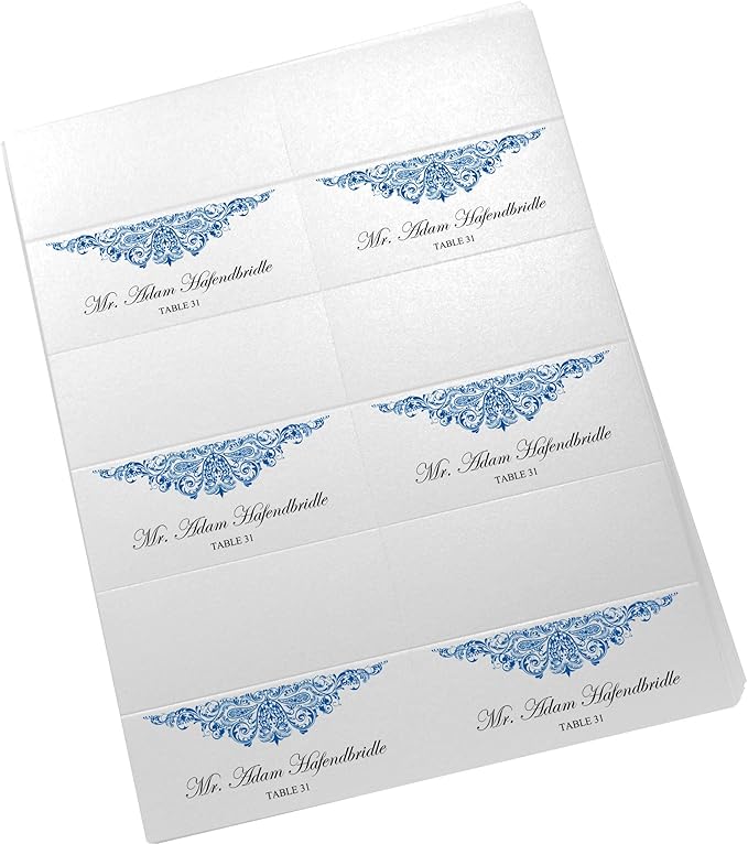 Paisley Printable Place Cards, Royal Blue (Choose Color), Set of 150 (25 Sheets), Laser & Inkjet Printers - Wedding, Party, Dinner, and Special Events - Made in the USA