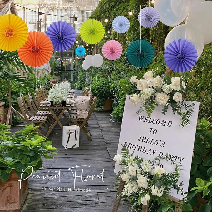 White Party Decorations,Wedding Decorations for Party Events Accessories,White Birthday Decor,Anniversary Decorations,Birthday Decorations for Men 16in Hanging Paper Fans 30 Color DIY Set(White)