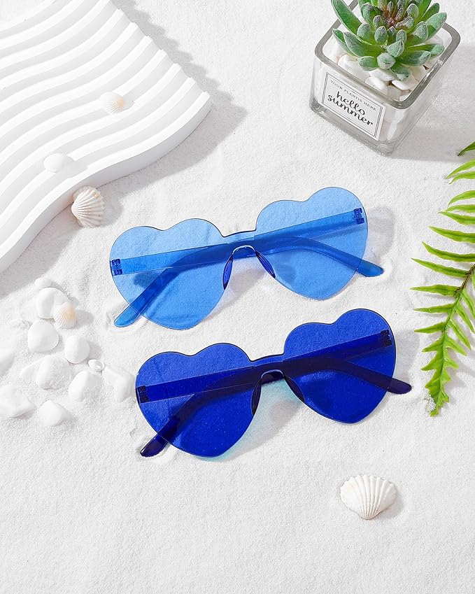 40 Pairs Heart Shaped Sunglasses Bulk, Colorful Rimless Fun Heart Sunglasses for Women Party Favors